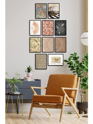 Asitan Çerçevesiz Çerçeve Görünümlü 10 Parça Mdf Tablo Seti Çoklu Çerçeve Seti Mdf Baskı Özc-