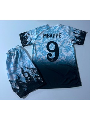 Candy Cup Real Madrid Ejderha Desenli Kylian Mbappe Özel Konsept Çocuk Forması (Beyaz Dragon) 2li Set H