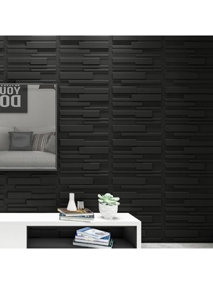 Asitan A10032BK Dekoratif Pvc Duvar Panelleri, 32 Ayak Kare, 3D Dikdörtgen 3-Siyah, Sq Ft