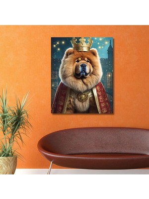 Asitan Gaagart Tekli Dikey Kanvas Duvar Tablosu Kral Kostümlü Çin Aslanı Köpek 70 x 100 GARTNM7291