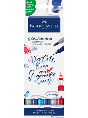 Asitan Goldfaber Aqua Çift Uç Markör Kaligrafi 6'li Seaside, Fırça ve Fineliner, Solmaya Dayanıklı M