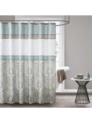 Asitan 510 Desıgn Duş Perdesi, Dahili Astarlı Geometrik Dokulu Nakış Tasarımı, Modern Orta Yüzyıl B