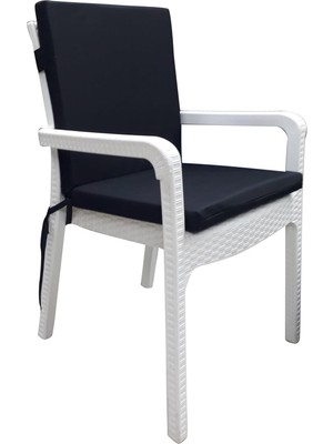 Asitan Mer-Tim Bahçe Balkon Salon Siyah Sandalye Minderi 6'li (Arkalıklı)