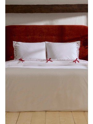 Karaca Home Calia %100 Pamuk Nakışlı Çift Kişilik Nevresim Takımı Beyaz