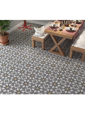 Asitan Kaplama Zemin Kaplama Folyosu 65X130 cm Gri Çiçek