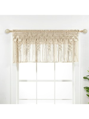 Asitan Boho Makrame Dokulu Pamuk Saçak/mutfak Perdesi/duvar Dekoru, 50,8 cm U x 127 cm G, Nötr