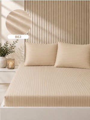 Bella Home 160X200 Çizgili Saten Çarşaf Seti | Yumuşak Dokulu | Şık ve Konforlu