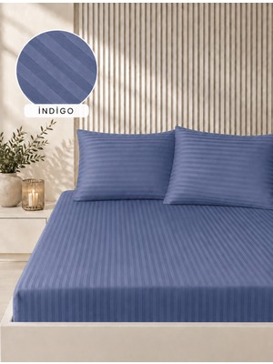 Bella Home 160X200 Çizgili Saten Çarşaf Seti | Yumuşak Dokulu | Şık ve Konforlu