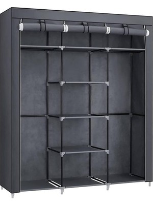 Asitan Songmıcs Katlanır Kumaş Elbise Dolabı, 175X150X45 Cm, Gri, RYG12G