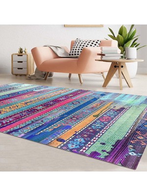 Asitan Brielle Desenli Kadife Pamuk Tabanlı Yıkanabilen Kaydırmaz Antibakteriyel Salon Halısı 120X180