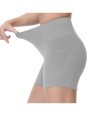 Asitan Kadın Toparlayıcı Yüksek Bel Cepli Egzersiz Fitnes Koşu Kısa Spor Tayt