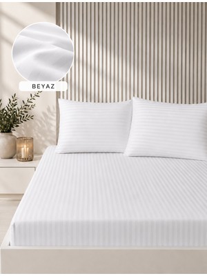 Bella Home 160X200 Çizgili Saten Çarşaf Seti | Yumuşak Dokulu | Şık ve Konforlu