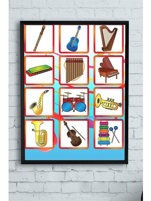 Asitan (PSTER12794) Müzik Aletleri Eğitim Çerçeveli Tablo (40X50CM)