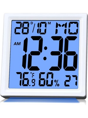 Asitan Yatak Odası Için Dijital Çalar Saat, Arka Işıklı, Alarm, Sıcaklık ve Nemli, 12/24H, Erteleme