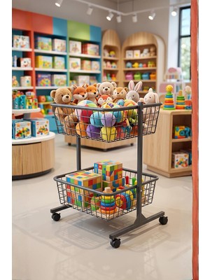 Asitan 60X60 cm Çift Katlı Tekerlekli Tel Havuz Sepet – Market Mağaza Kampanya Promosyon ve Aksiyon Se