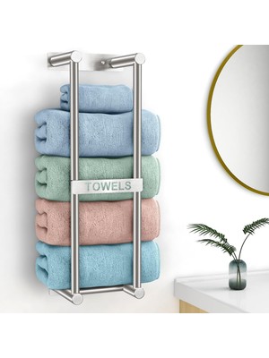 Asitan Stwwo Küçük Banyo Için Havlu Saklama, 22 Inç Banyo Havlu Askısı 4 Büyük Havlu Tutar, Rulo H