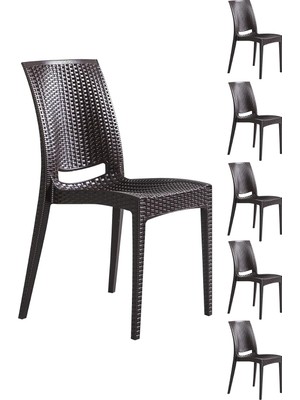 Asitan 6 Adet Rattan Kahve Sandalye/balkon-Bahçe-Teras