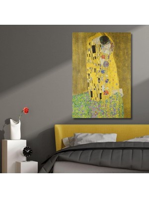 Asitan Tekli Dikey Kanvas Duvar Tablosu Gustav Klimt Öpücük The Kiss, 50 x 70