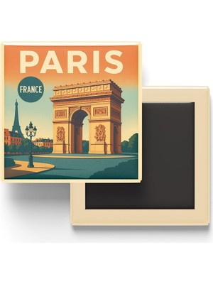 Asitan Paris Fransa - Zafer Takı - Baskılı Buzdolap Magneti Kare 9x9 cm