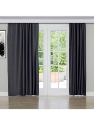 Asitan Fabric Design Blackout Antrasit Karartma Özellikli Fon Perde 200 x 240