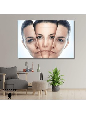 Asitan Tekli Yatay Kanvas Güzellik Merkezi Duvar Tablosu Kadın Görseli, 120 x 80