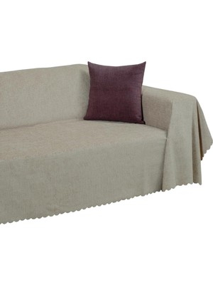 Asitan Premium Koltuk Örtüsü 175X350 Xlarge Gramajlı Jakarlı Şönil Kum Beji | Kanepe Örtüsü | Kay