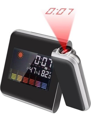 Asitan Upway Projektörlü LCD Ekranlı Dijital Masa Saati Yansıtmalı Tarih Derece Nem