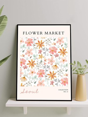Asitan Seul Flower Market, Güney Kore Çiçek Pazarı Modern Sanat Çerçeveli Tablo - Çerçeveli Poster