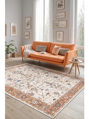 Asitan Osima Vintage Desenli Şönil Pamuk Tabanlı Yıkanabilir Kaymaz Antibakteriyel Salon Halısı 200X3