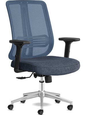 Asitan Spark Ofis Sandalyesi Ergonomik Sırt Destekli Çalışma Koltuğu Başlıksız File Sırt (Mavi)