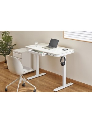 Asitan Ofisi - Elektrikli Yüksekliği Ayarlanabilir Ergonomik Bilgisayar Çalışma Masası - Tek Motorlu