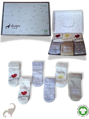 Asitan Organik 6'li Havlu Yenidoğan Bebek Çorabı – Gots Sertifikalı, Hediye Kutulu Baby Shower Seti