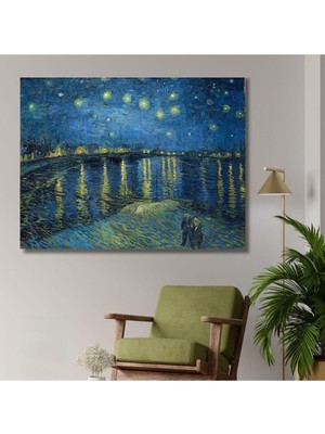 Asitan Tekli Yatay Kanvas Duvar Tablosu Starry Night Over The Rhone, 100 x 70