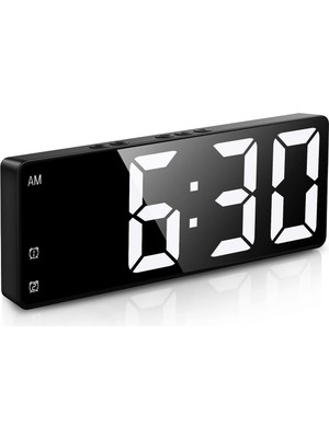 Asitan Aynalı Alarm Saat Takvimli Termometre LED Dijital Modern Masa Saati