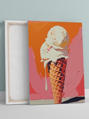Asitan Sweet Melt, Tatlı Eritme Dondurma Soyut Sanat Mutfak Kanvas Tablo - Tuval Tablo