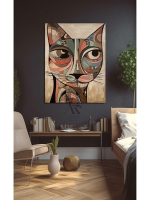 Asitan Kedi Soyut Çizgisel Kanvas Tablo AR040744 60 x 90