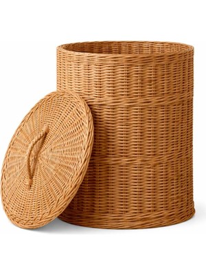 Asitan Rattan Depolama Sepeti – 37 cm Çap / 40 cm Yükseklik | Dekoratif Battaniye, Oyuncak & Çamaşır