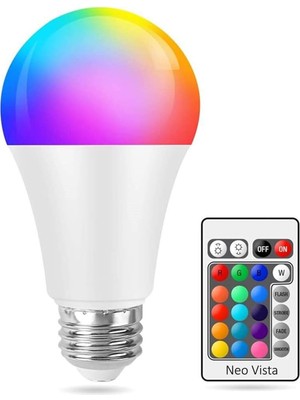 Asitan 9W Rgb LED Ampul Renk Değiştiren Uzaktan Kumandalı Dim Edilebilir
