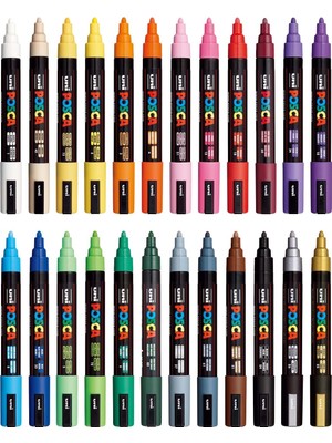 Asitan Uni Posca Markör Kalem 5m Set 1.8-2.5 mm Keçe Uçlu (24'lü Set)