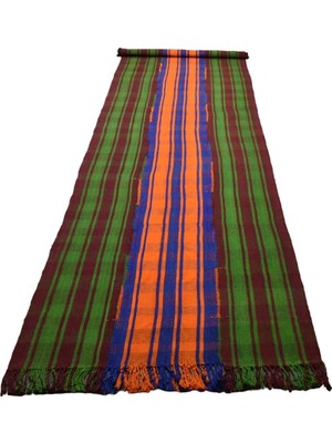 Asitan Zehra Abla Halı Antika El Dokuma Şaheser Ender Boyutlu Dekorluk Perde Yün Kilim RENKLI-125 x 500