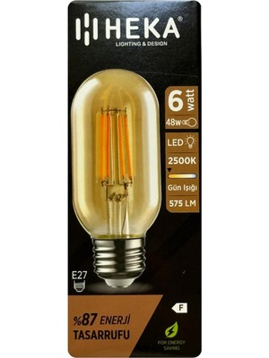 Asitan 6W (48W) 2500K Günışığı E27 Şeffaf LED Ampul