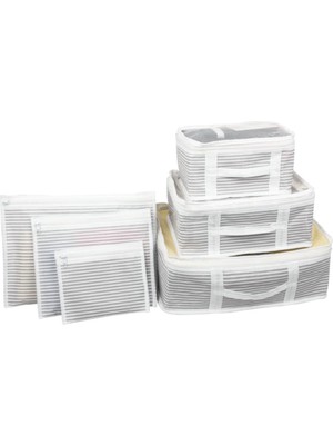 Asitan 6'li Bavul Organizer Seyahat Seti Gri-Beyaz