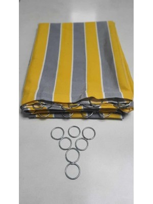 Asitan Denge Perde (4144) Demir Halkalı Balkon Perdesi 1.sınıf Gabardin Kumaş Sarı Gri Sarı Gri 500 x