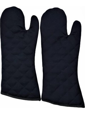 Asitan Endüsriyel Mutfak Ekipmanlari Profesyonel Fırın Eldiveni 2li Set Siyah Renk Uzunluk 39CM