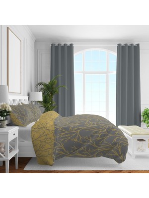 Asitan Düz Pamuk Saten Nevresim Setleri, Sarı, Queen Size