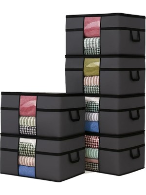 Asitan 6 Adet Pencereli Yastık Saklama Hurcu - Mega Boy Yorgan Hurç Organizer Düzenleyici - 75 x 40 x 40