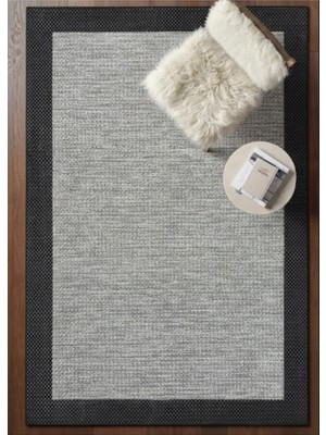 Asitan Bazaarforum Lüks Sisal Makine Dokuması 8mm Dokuma Tabanlı Mutfak Balkon Halısı, Koyu Gri-Siyah,