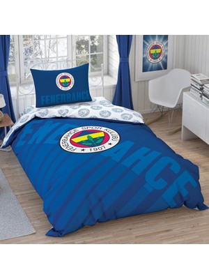 Asitan Taç Lisanslı Fb Lacivert Logo Desenli Pamuk Nevresim Takımı, Çok Renkli, Tek Kişilik