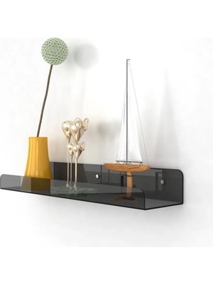 Asitan Pleksi Duvar Raf (Füme, 40CM x 10CM)
