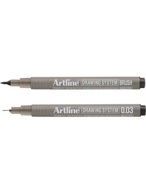 Asitan Artline Drawing System Teknik Çizim Kalemi 2'li Set, Brush + 0.03MM